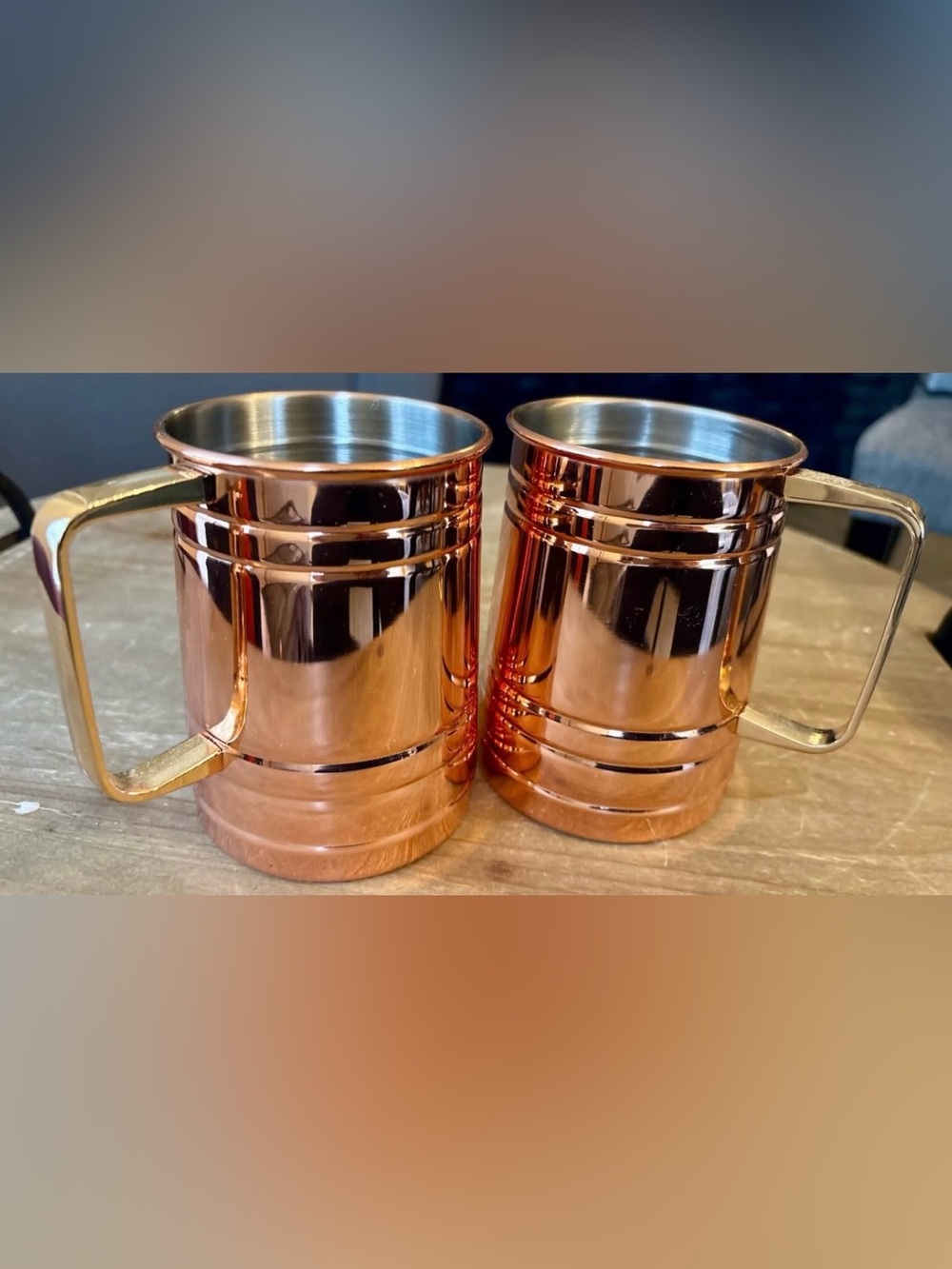 *NEW* Set of 2 fancy cocktail copper & gold moscow mule drinking cups